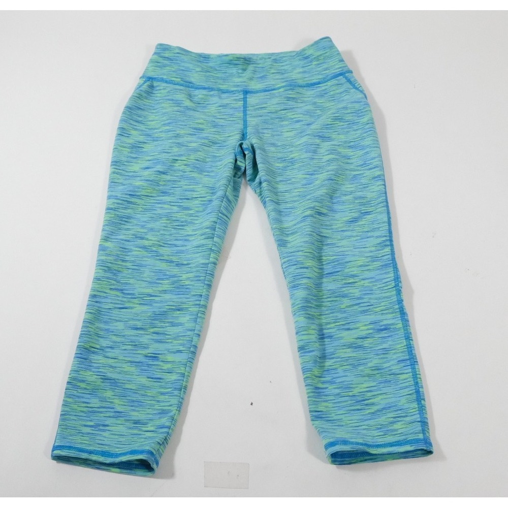 Kirkland Signature Girls Blue Green Space Dye Athletic Cropped‎ Leggings Size M
